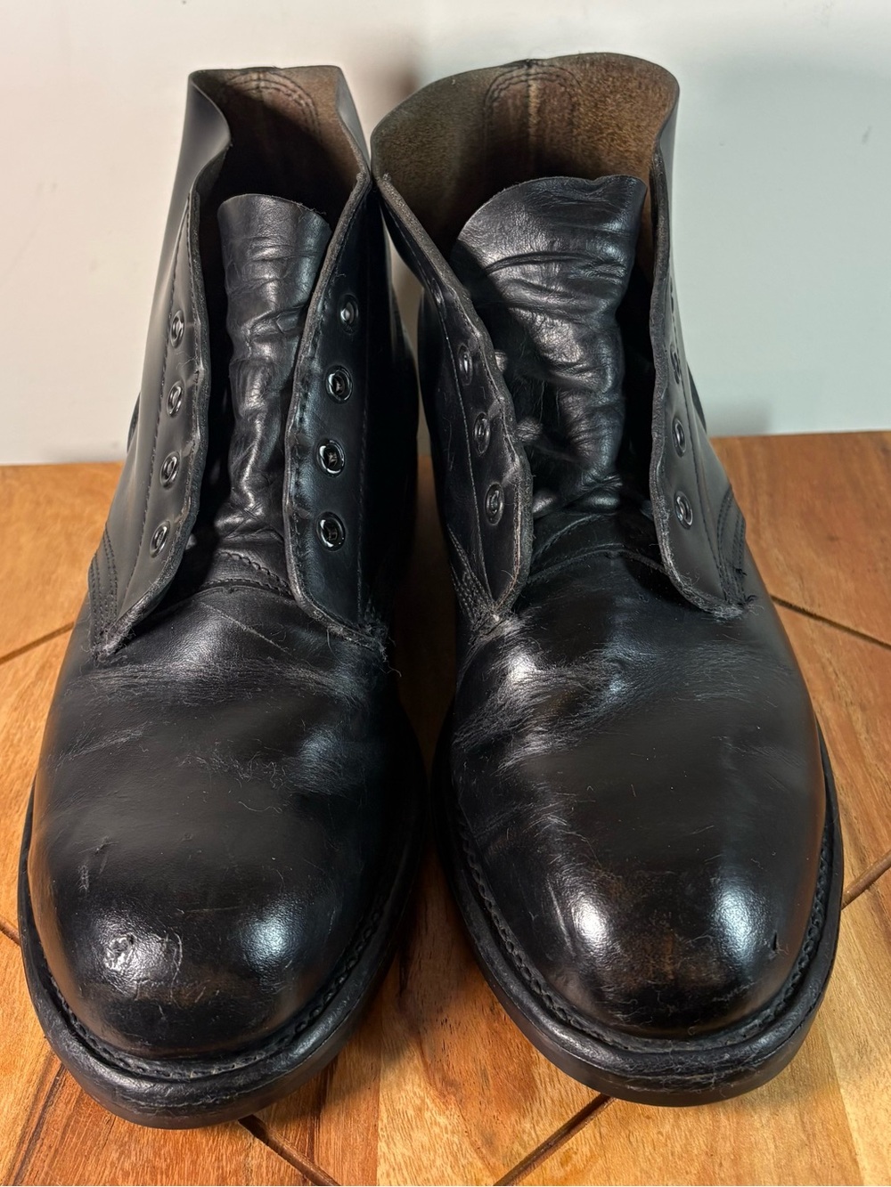 Biltrite Vintage ‘70’s Black Leather Lace-Up Steel Toe Boots 5/12